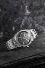 Nivada Grenchen F77 Grey MK2 38mm automatic watch, octagonal bezel and integrated stainless steel bracelet