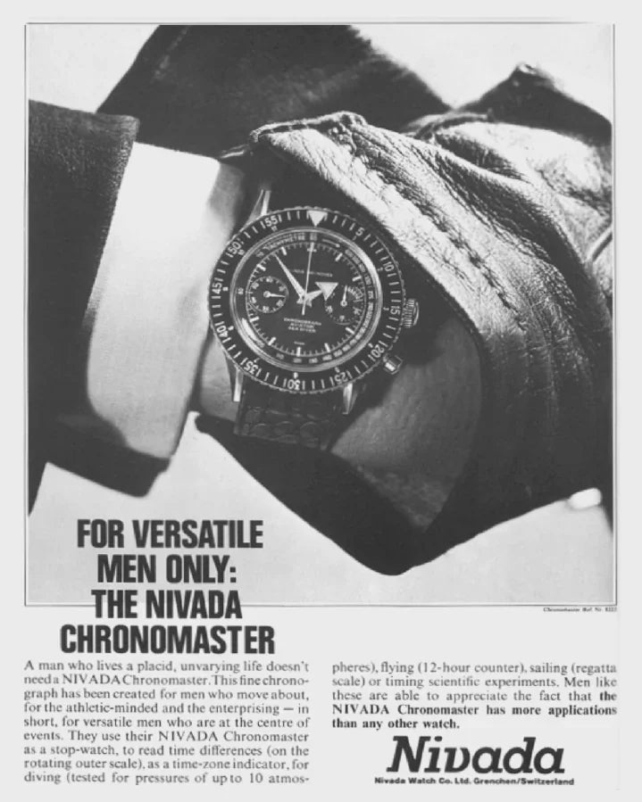 For Versatile Men Only: The Nivada Chronomaster advertisement