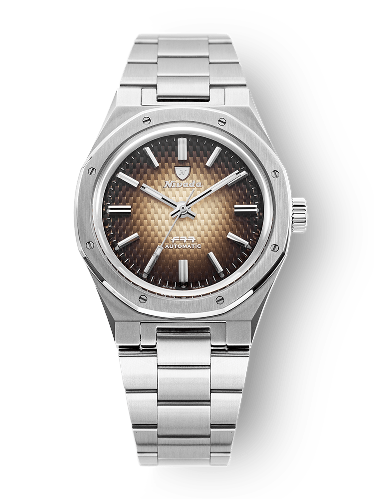 Nivada stainless steel back deals mineral crystal water resistant