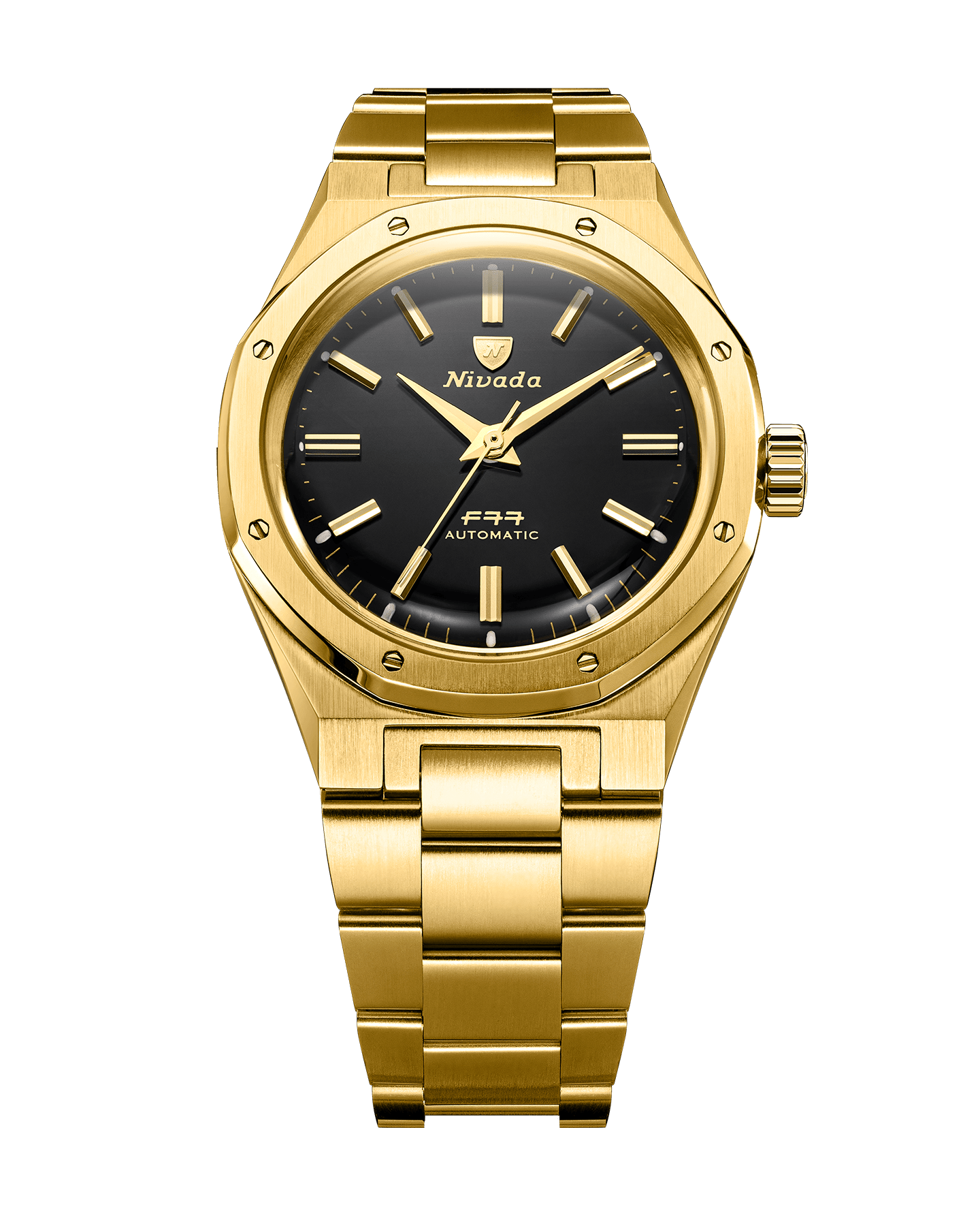 18K gold-plated black onyx dial – Nivada Grenchen