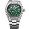 F77 MK2 41 mm, cadran Green Aventurine, bracelet intégré en acier inoxydable, vue de face