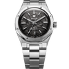 F77 MK2 38 mm, cadran Meteorite, aiguilles bâton, bracelet intégré en acier inoxydable, vue de face