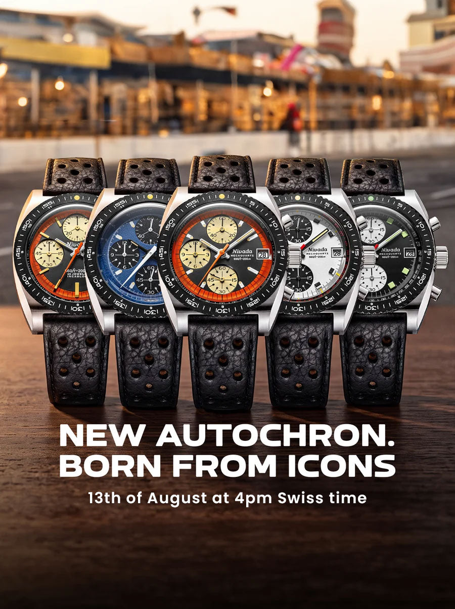 The five new Autochron references at a warm racing paddock