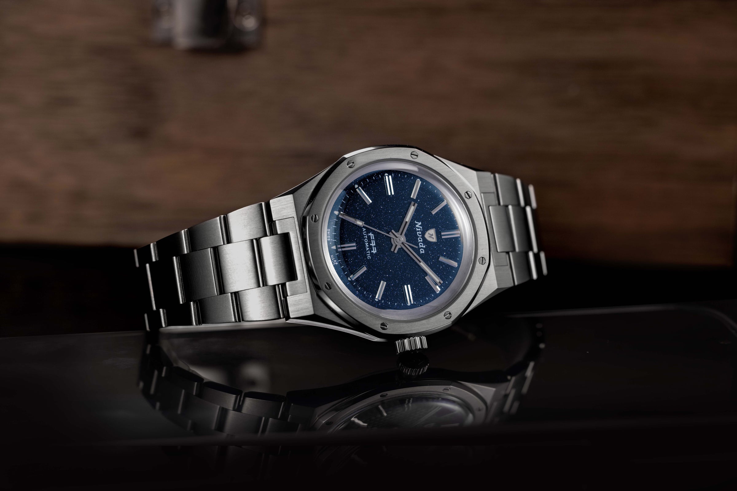 anonenone カフス F77 STAINLESS STEEL DARK BLUE AVENTURINE | Nivada Grenchen