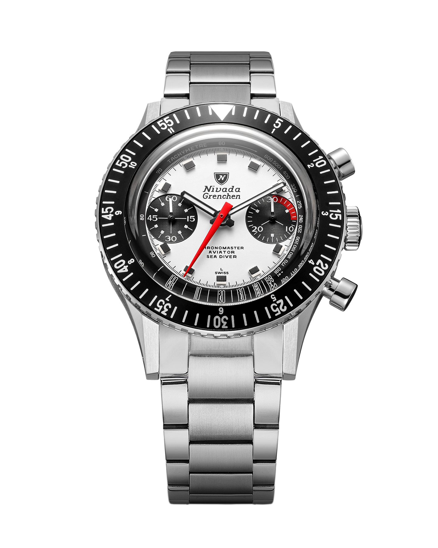 Interchangeable bezel Panda chronograph 38mm – Nivada Grenchen Interchangeable bezel Panda chronograph 38mm – Nivada Grenchen