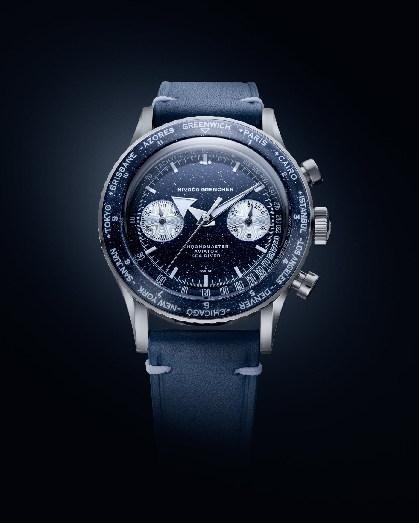 Chronomaster Valjoux 23 Aventurine Blue - Nivada Grenchen