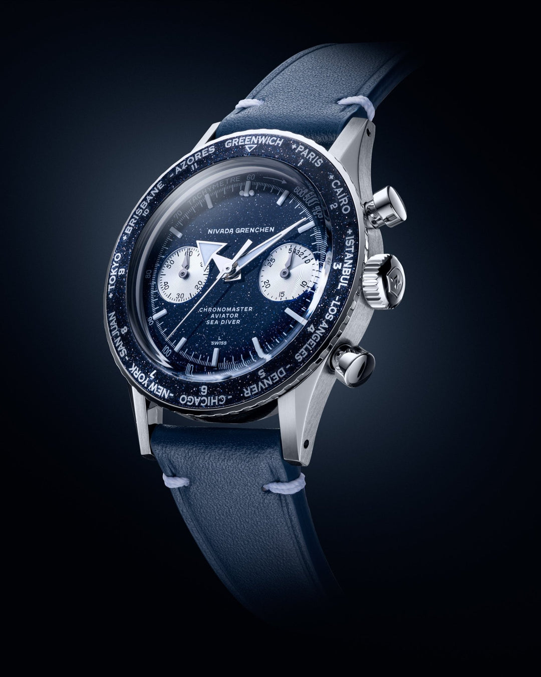 CHRONOMASTER VALJOUX 23 AVENTURINE BLUE – Nivada Grenchen