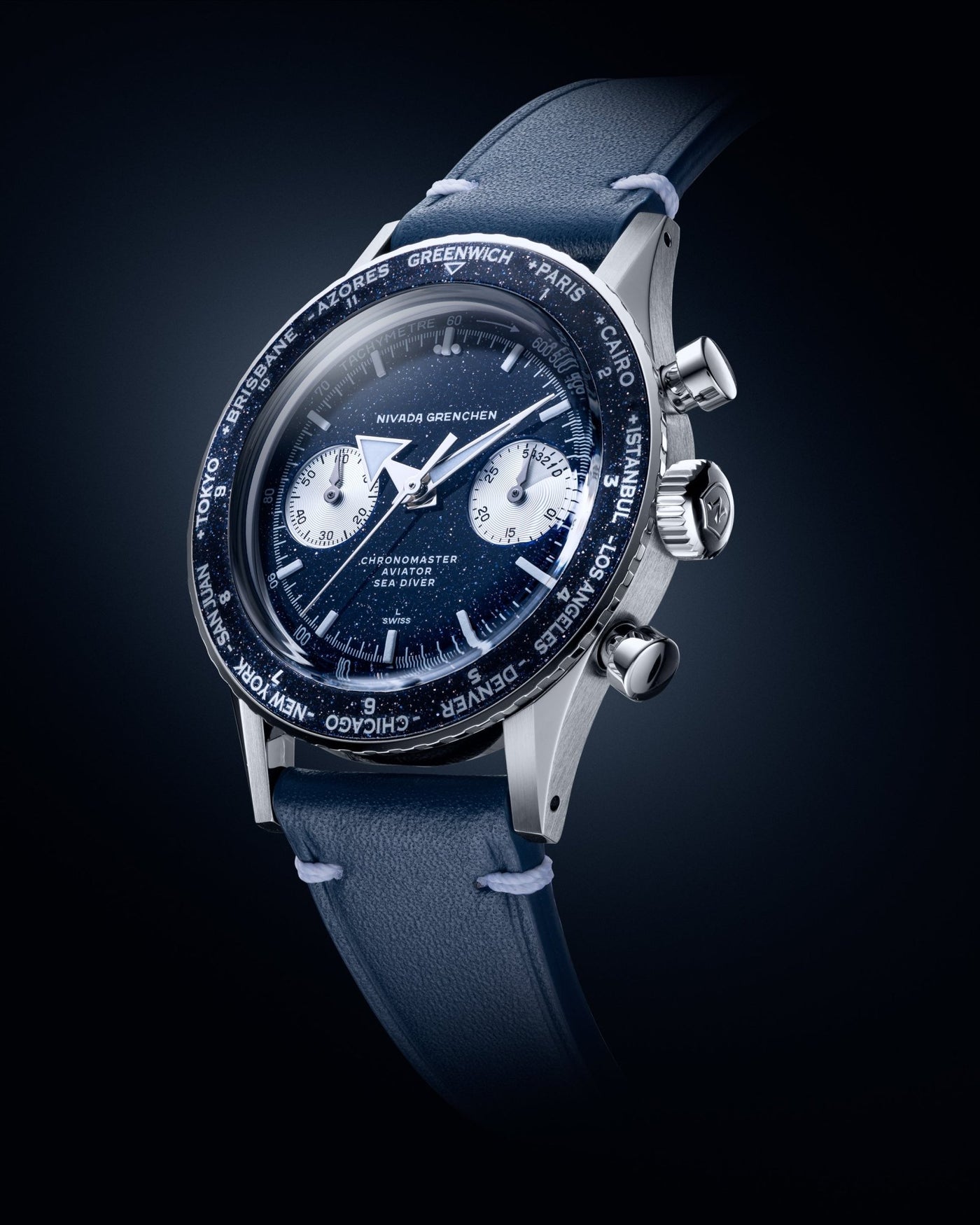 Chronomaster Valjoux 23 Aventurine Blue - Nivada Grenchen