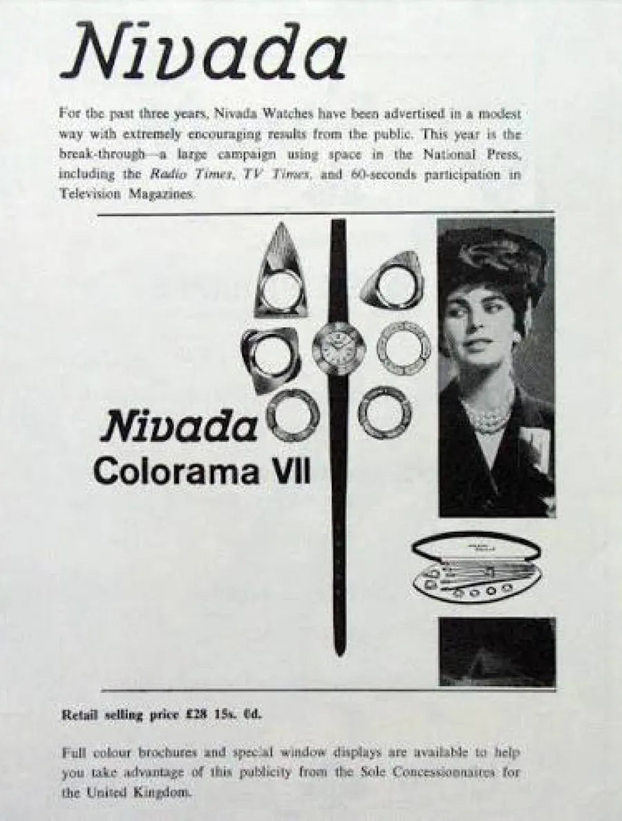 Nivada Colorama VII press advertisement, United Kingdom