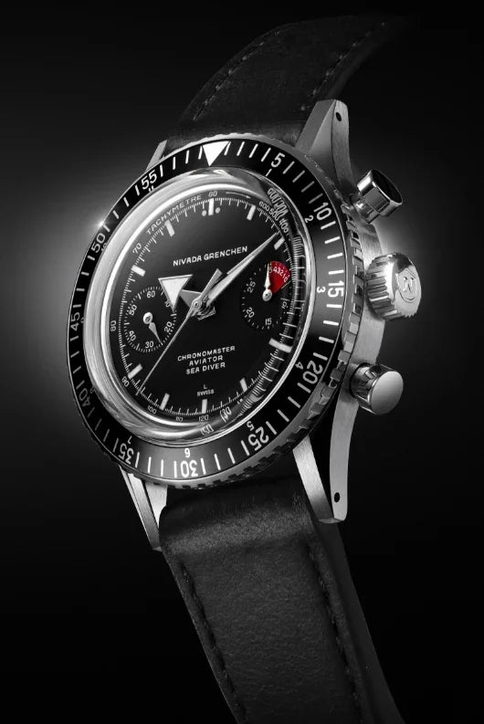 The re-edition Chronomaster Aviator Sea Diver on a leather strap