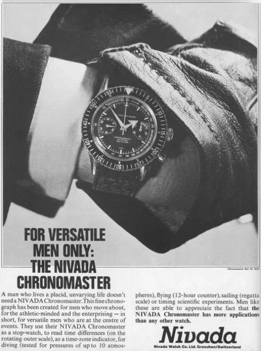 For Versatile Men Only: The Nivada Chronomaster vintage advertisement