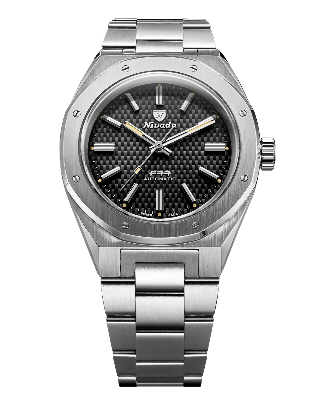 na F77 BLACK CERAMIC BRAIDED DIAL – Nivada Grenchen