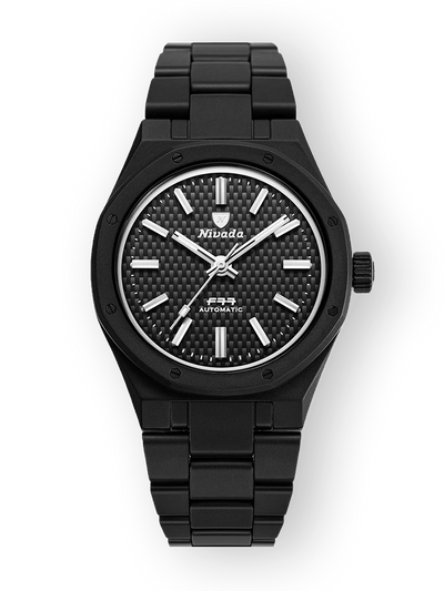 F77 BLACK CERAMIC BRAIDED DIAL - Nivada Grenchen