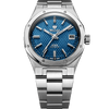 F77 Blue MK2 38mm automatic watch with tressed blue dial and integrated stainless steel bracelet with date