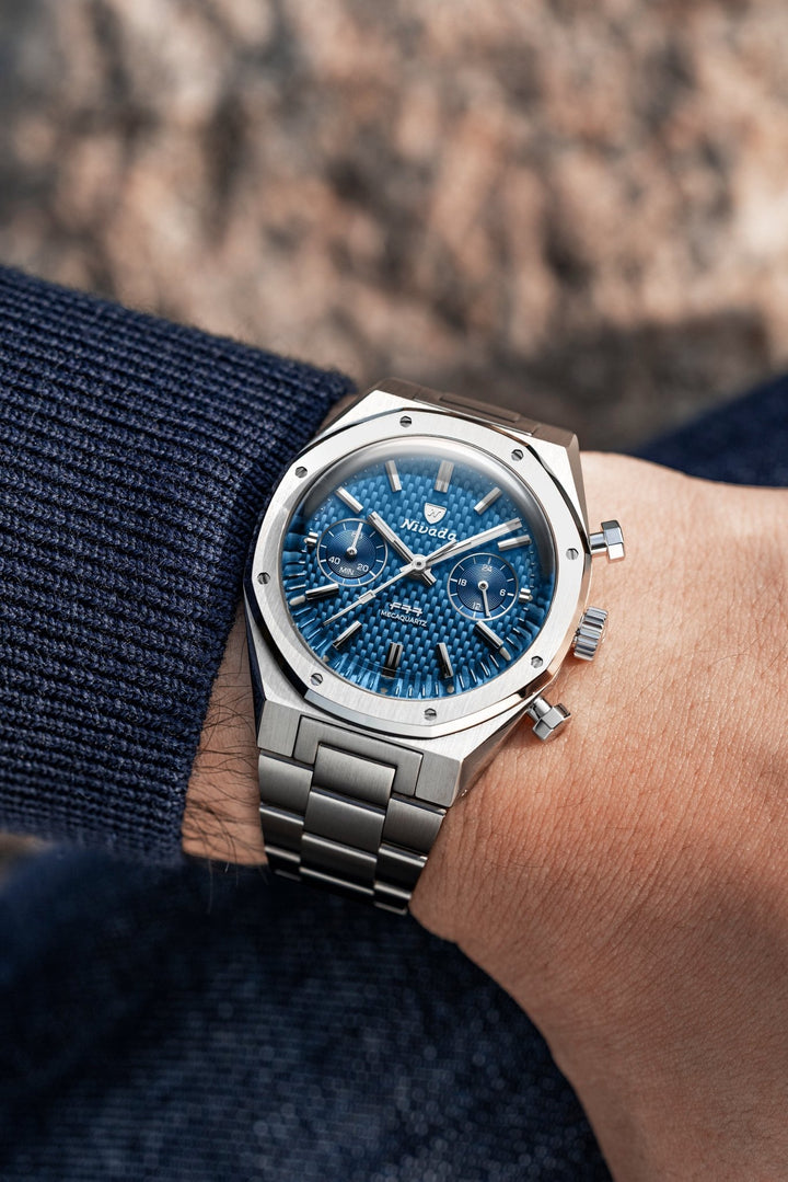 アルファマスター F77 SST Chrono Mecaquartz Blue MK2 – Nivada Grenchen