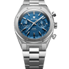 Chrono Mecaquartz 38mm blue woven tressed daily front view with steel bracelet 