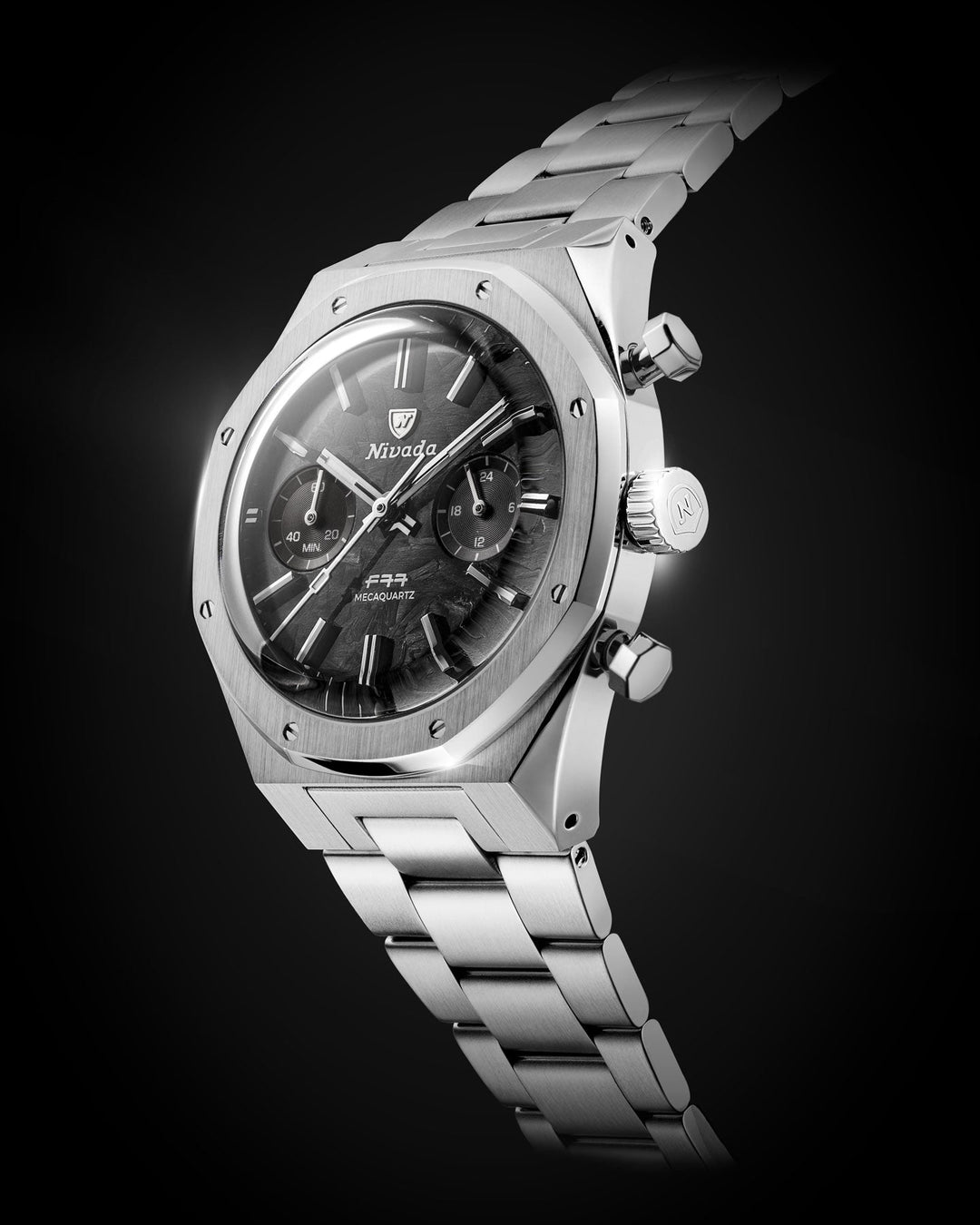 F77 CHRONO MECAQUARTZ CARBON - 38MM – Nivada Grenchen