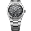 F77 Grey MKII 38mm Swiss automatic stainless steel sports watch with textured grey dial, date window and integrated steel bracelet