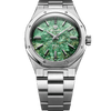 Nivada Grenchen F77 MKII 38mm Green Aventurine with integrated stainless steel bracelet and Swiss automatic movement