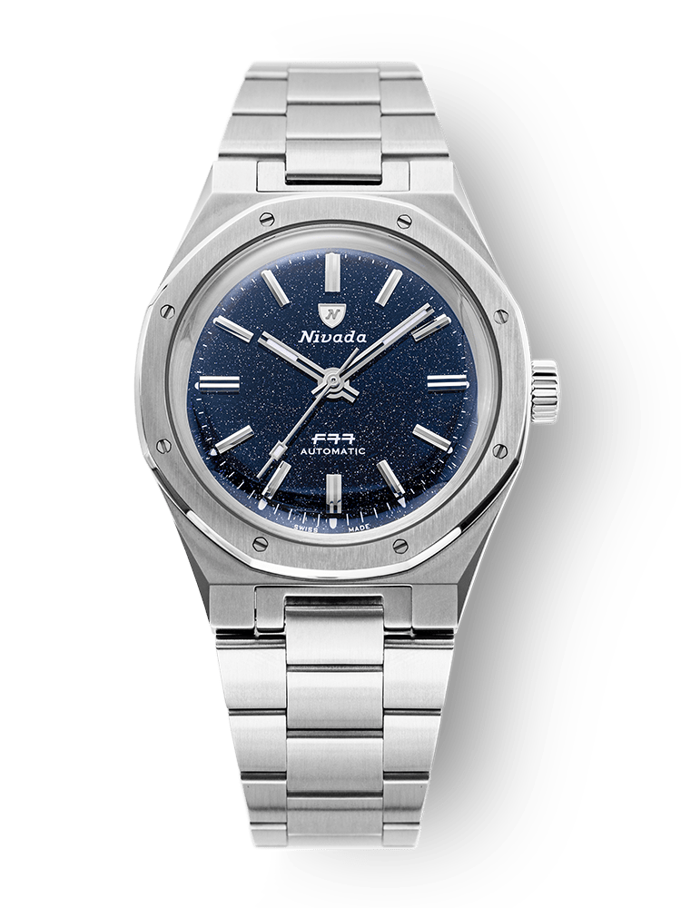 F77 STAINLESS STEEL DARK BLUE AVENTURINE - Nivada Grenchen