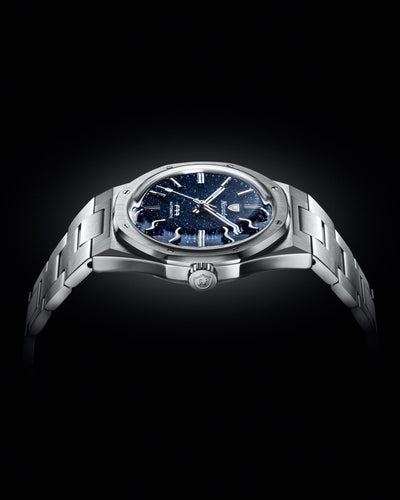 F77 STAINLESS STEEL DARK BLUE AVENTURINE - Nivada Grenchen