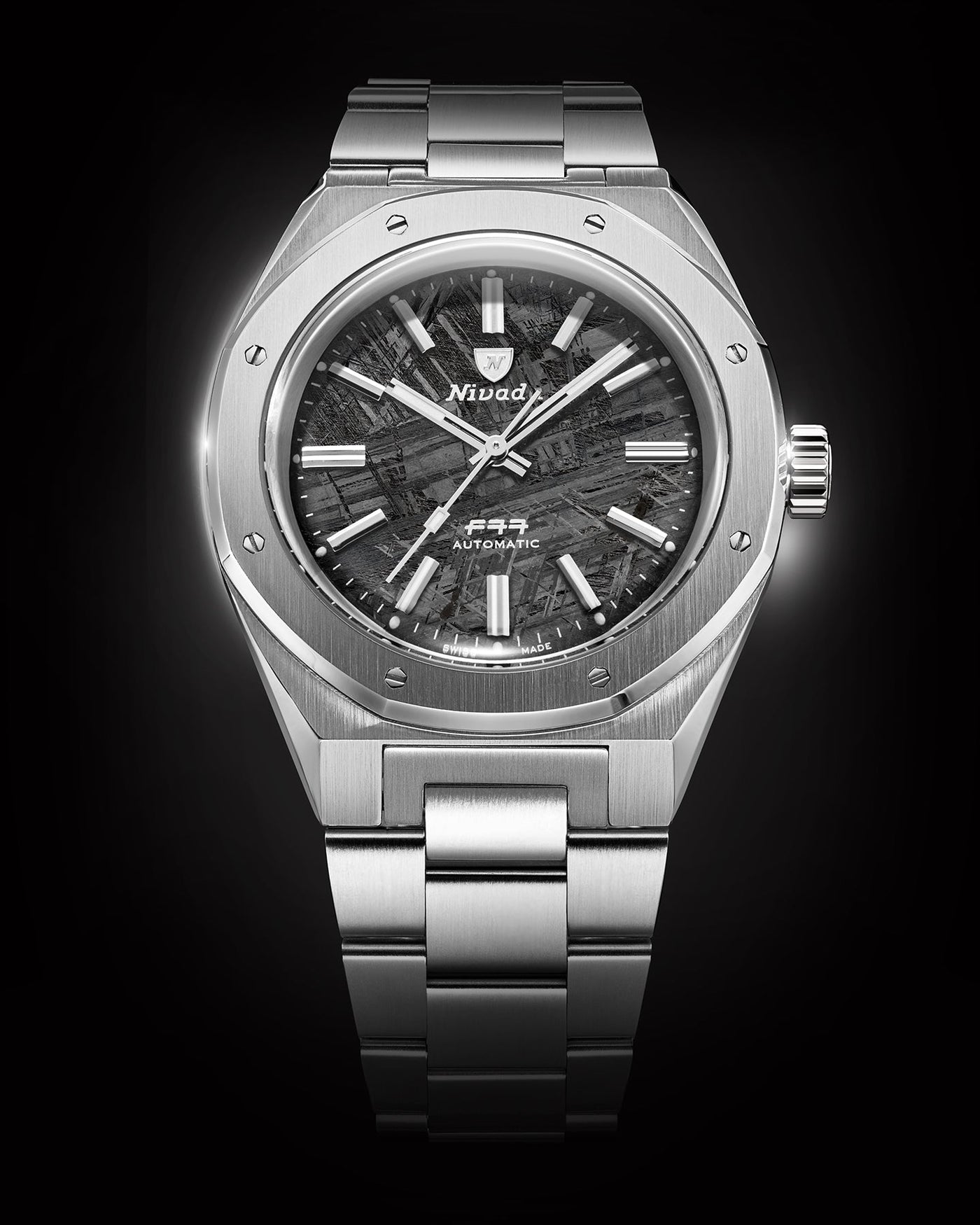 F77 STAINLESS STEEL METEORITE 41mm - Nivada Grenchen