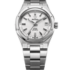 F77 White MKII Swiss automatic stainless steel watch with textured white dial, date window