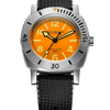 orange depthmaster dive watch on black rubber tropic strap, swiss automatic 1000m diver 