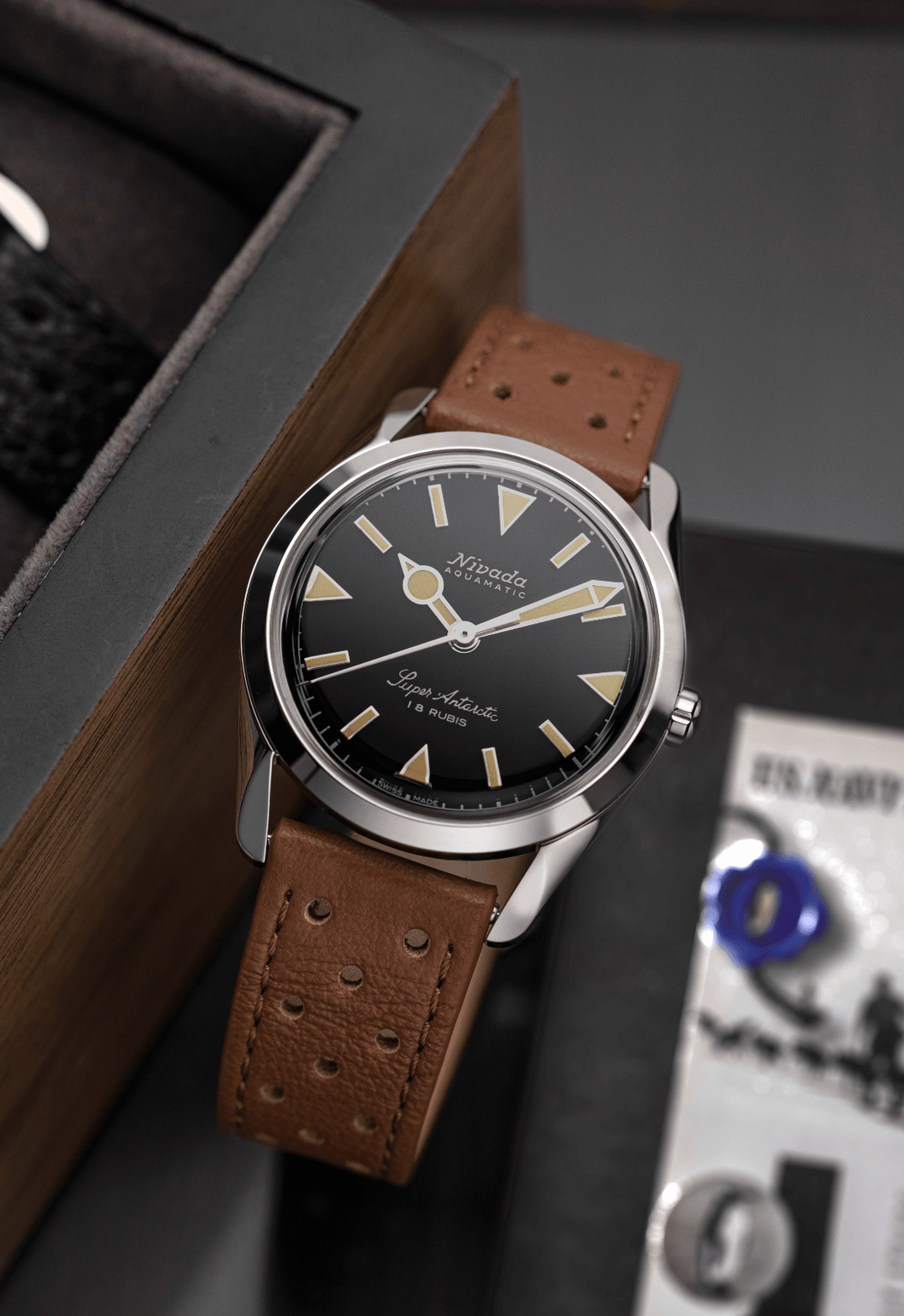 SUPER ANTARCTIC 35MM - BLACK BEIGE LUMINOVA – Nivada Grenchen