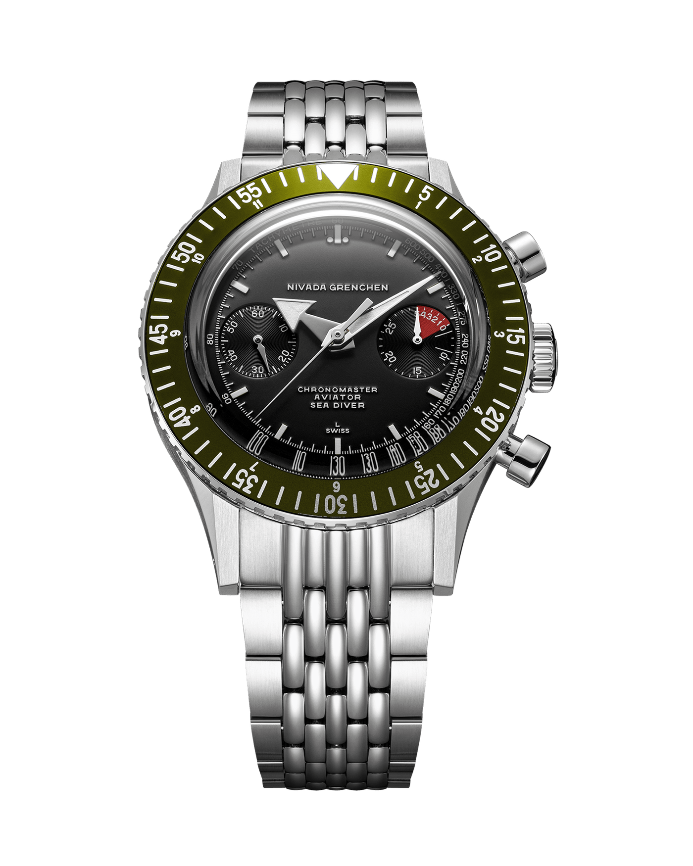 WHITE BROAD ARROW INTER.BEZEL 38mm - MANUAL - Nivada Grenchen