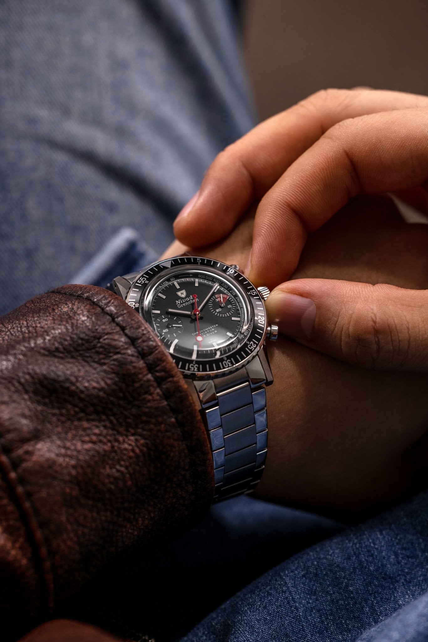 White Lollipop Manual INTER.BEZEL - Nivada Grenchen