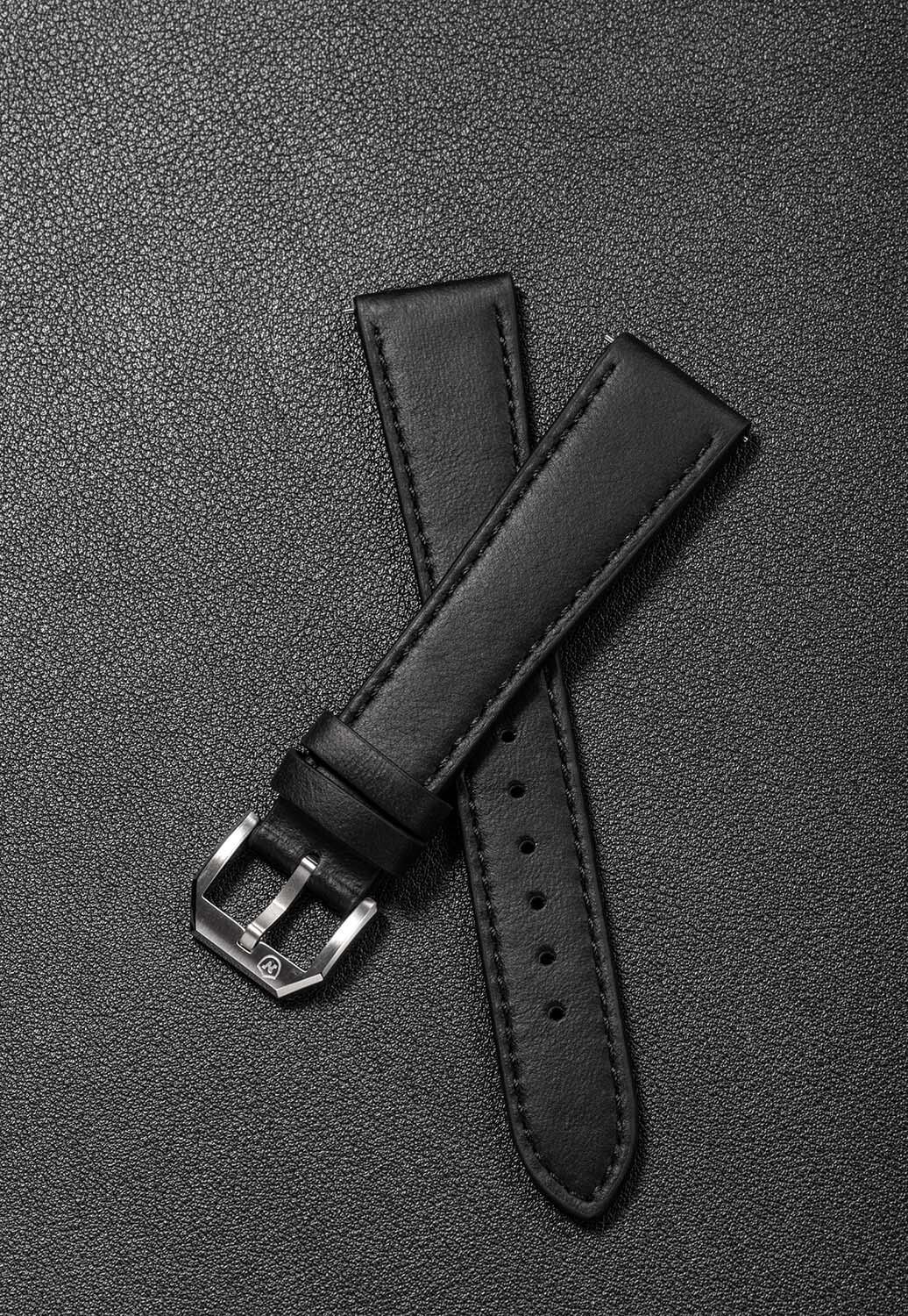 Black Leather Classic Strap - Nivada Grenchen