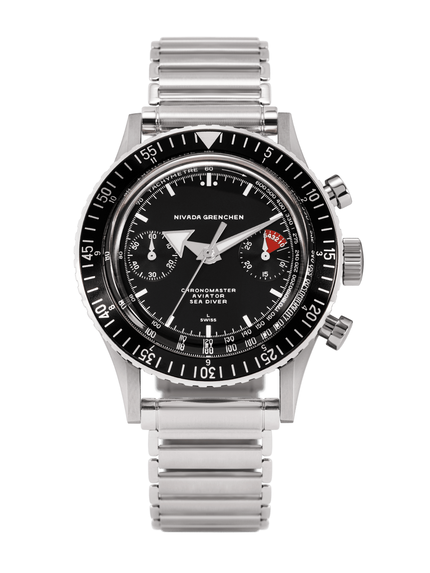 White Broad Arrow INTER.BEZEL - Manual - Nivada Grenchen