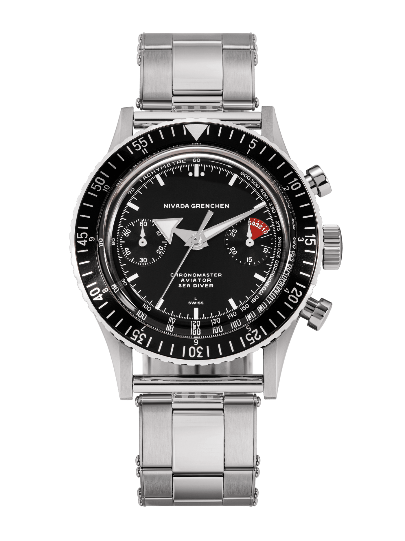 White Broad Arrow INTER.BEZEL - Manual - Nivada Grenchen