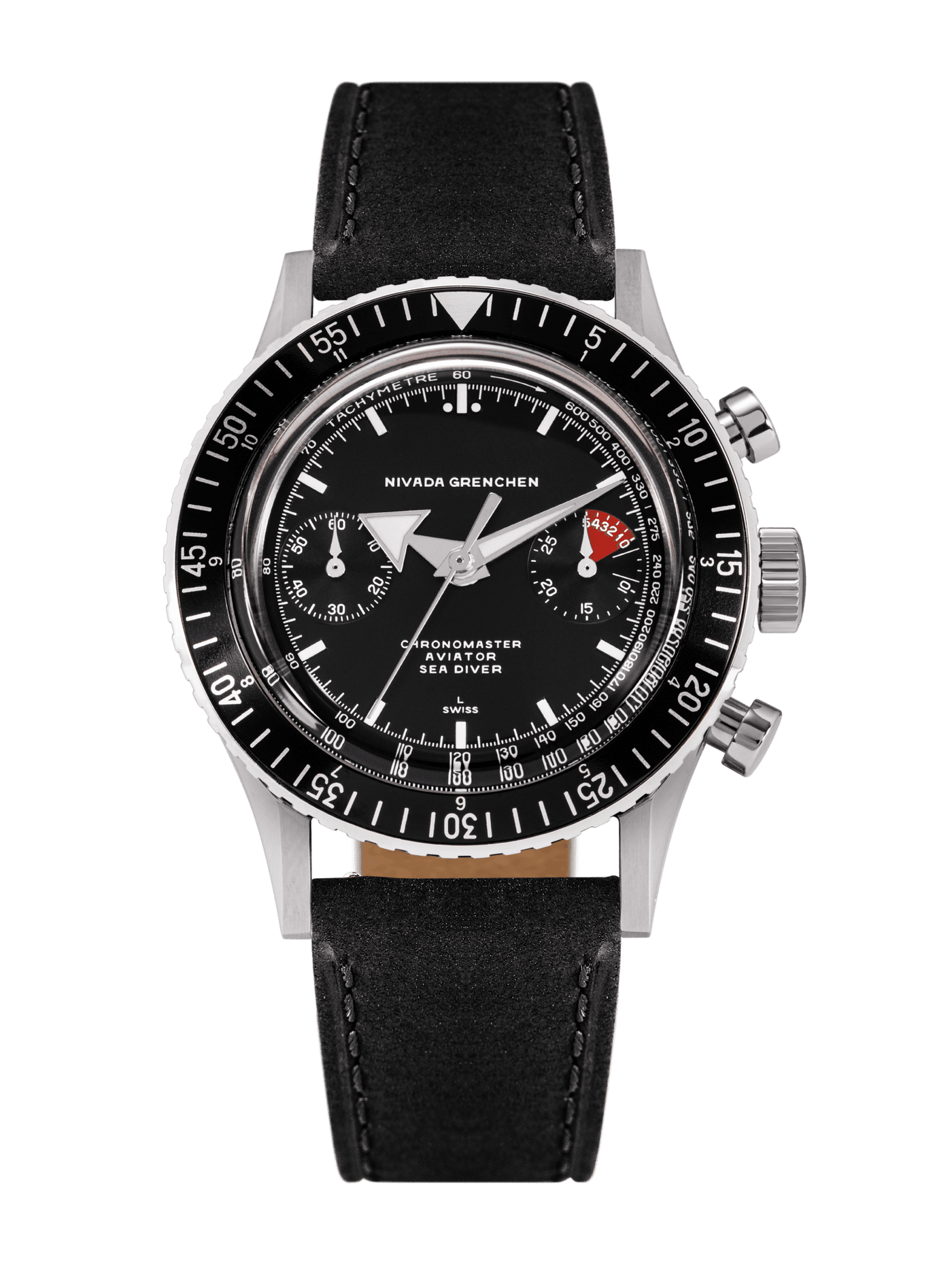 White Broad Arrow INTER.BEZEL - Manual - Nivada Grenchen