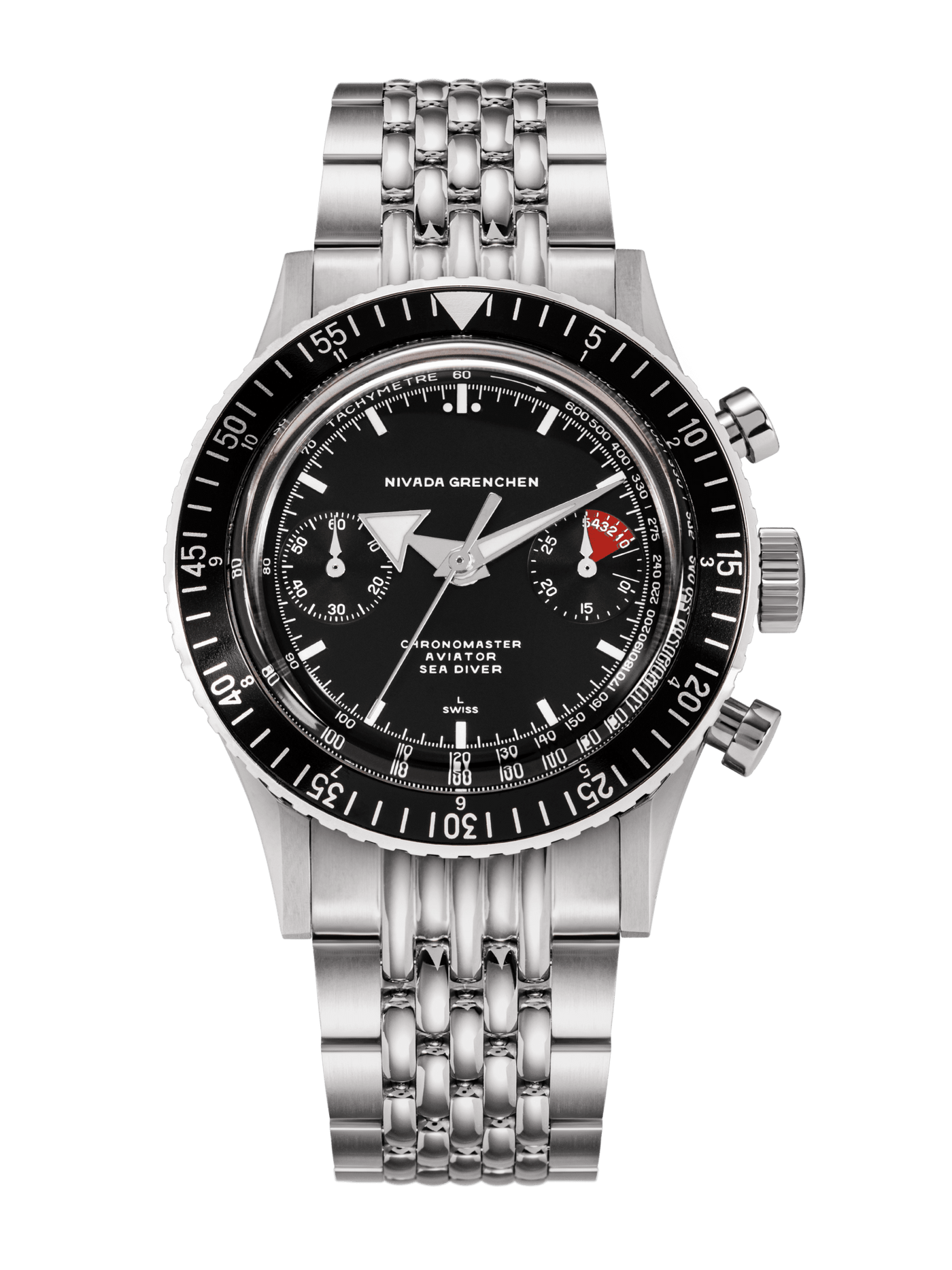 White Broad Arrow INTER.BEZEL - Manual - Nivada Grenchen
