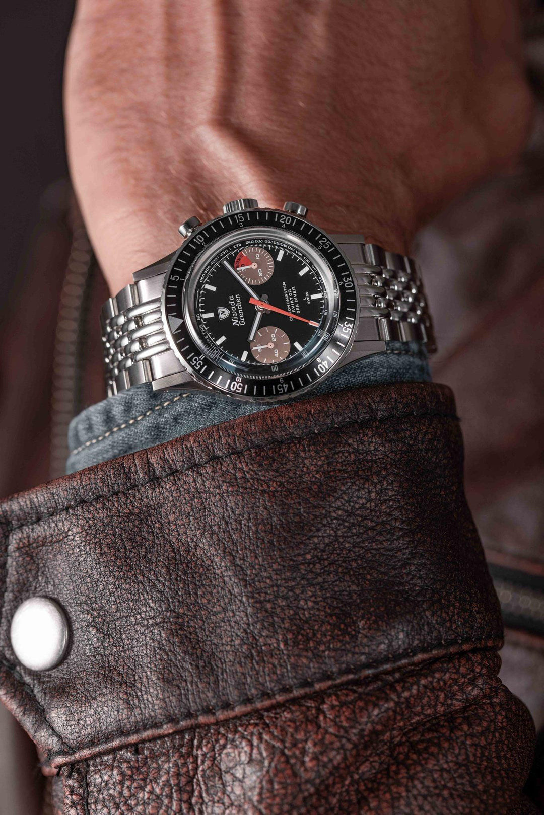 WHITE ORANGE BOY INTER.BEZEL 38mm - MANUAL – Nivada Grenchen