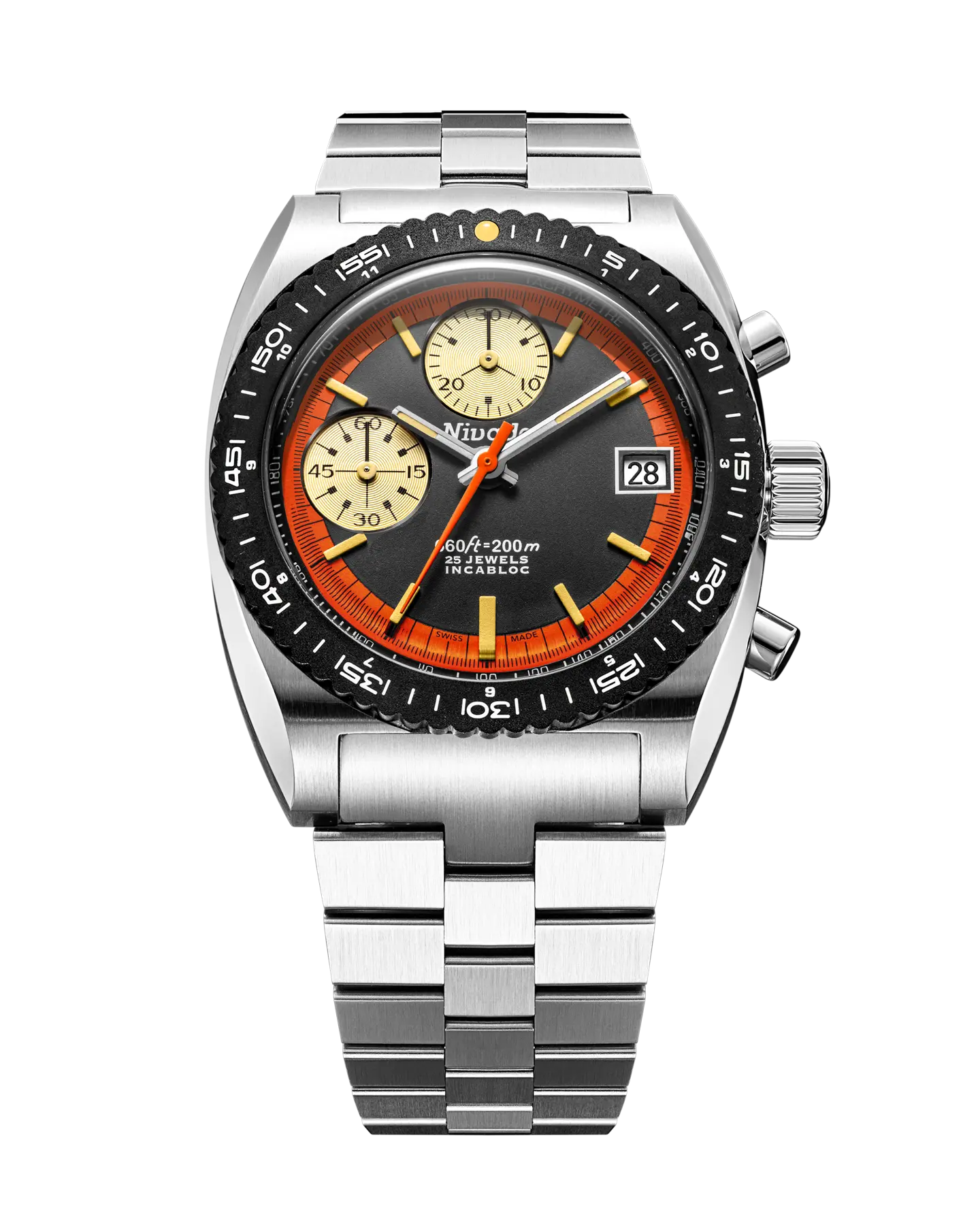 Autochron Automatic Orange on stainless steel
