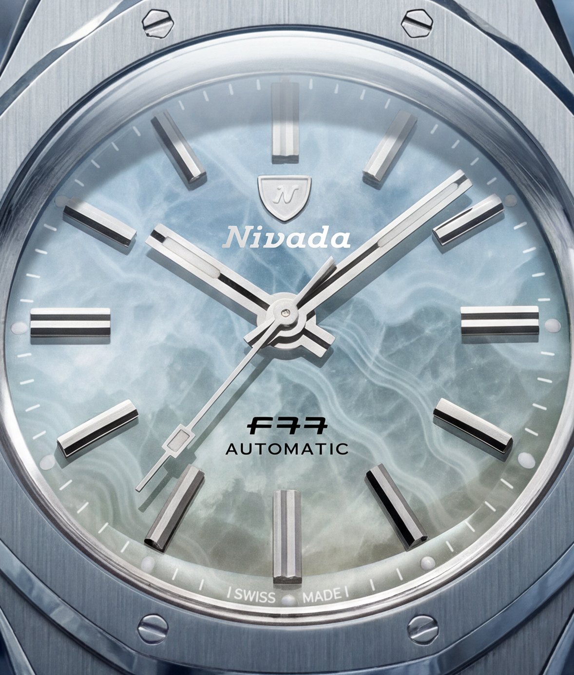 Ice Agate dial detail under raking light