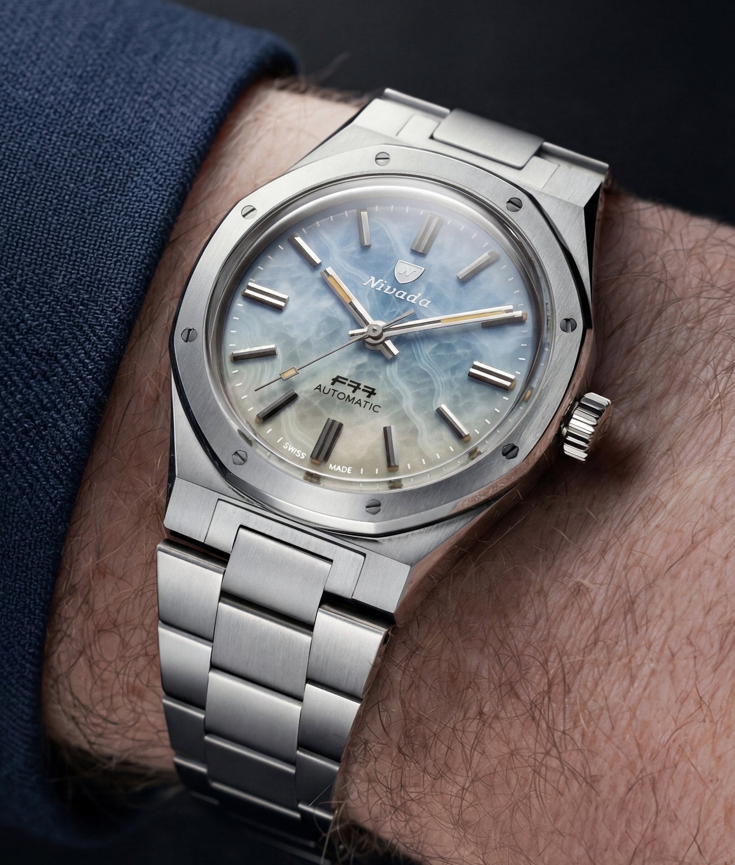 F77 MKII Ice Agate bracelet and case flank