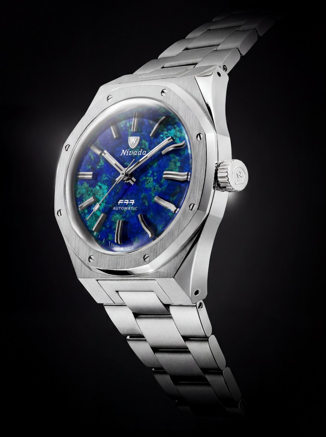 F77 MKII Azurite three-quarter view